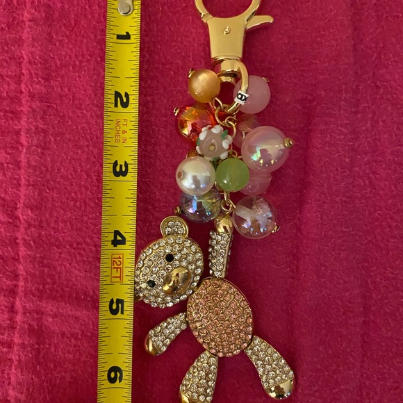 NWOT Piper K Jeweled Teddy Bear with Balloons Bag Charm - Picture 6 of 6
